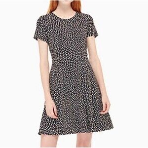 Kate Spade Ponte Spot Dress Sz 8 Black White Fit Flare Classic Preppy New York